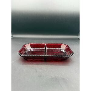Vintage Avon Cape Cod Relish Dish,Ruby Red Glass Rectangle Serve Bowl